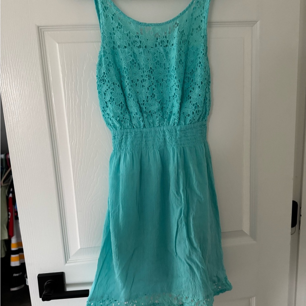 Light Blue Lace Sleeveless Dress